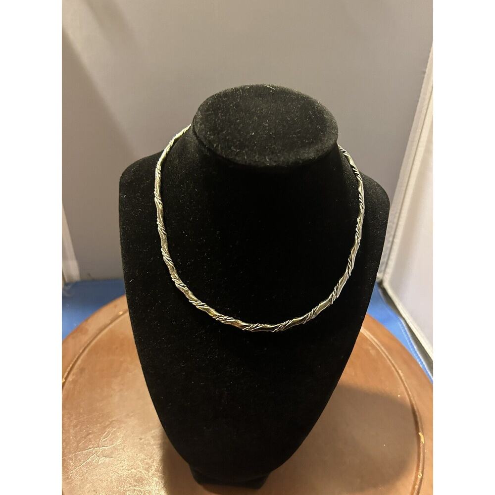 Necklace Collar Modernist Mid-Century Choker Silver Minimalist